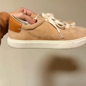Tan Suede Sneakers with White Soles